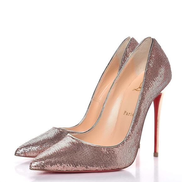 Christian Louboutin So Kate 120 Nude Pink Rose Gold Sirene Sequin Heel Pump 37.5 - Picture 7 of 7